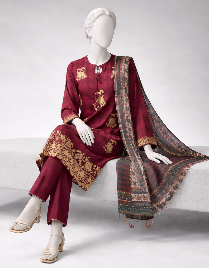 Lawn Multicolor Unstitched Suit - J. Junaid Jamshed