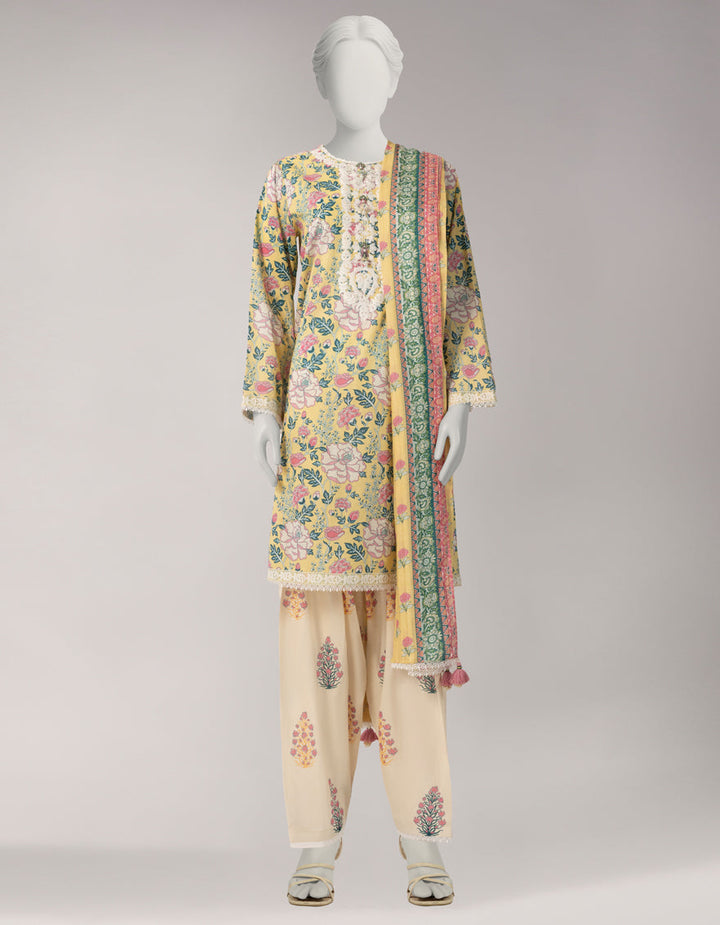 Lawn Multicolor Unstitched Suit - J. Junaid Jamshed