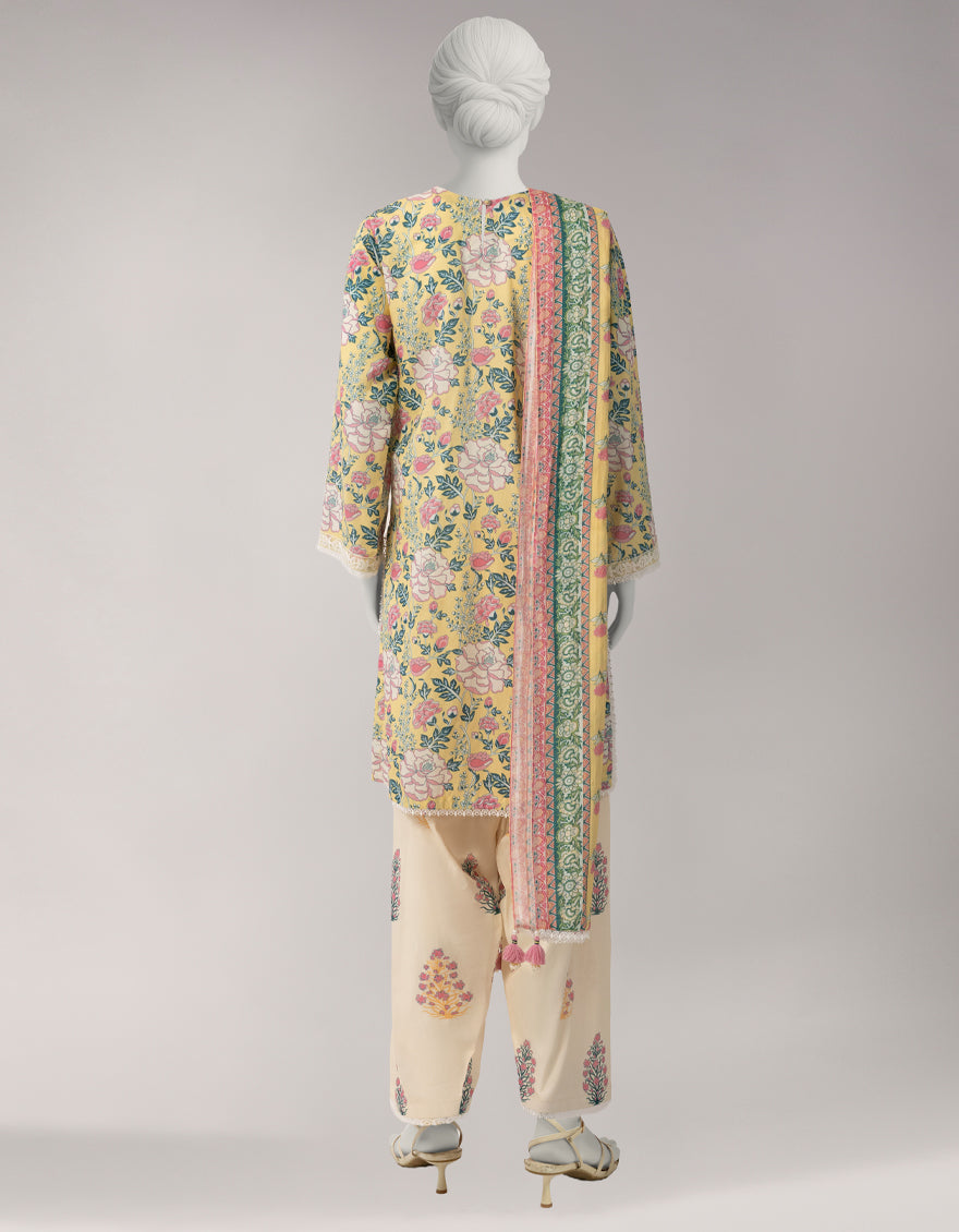 Lawn Multicolor Unstitched Suit - J. Junaid Jamshed