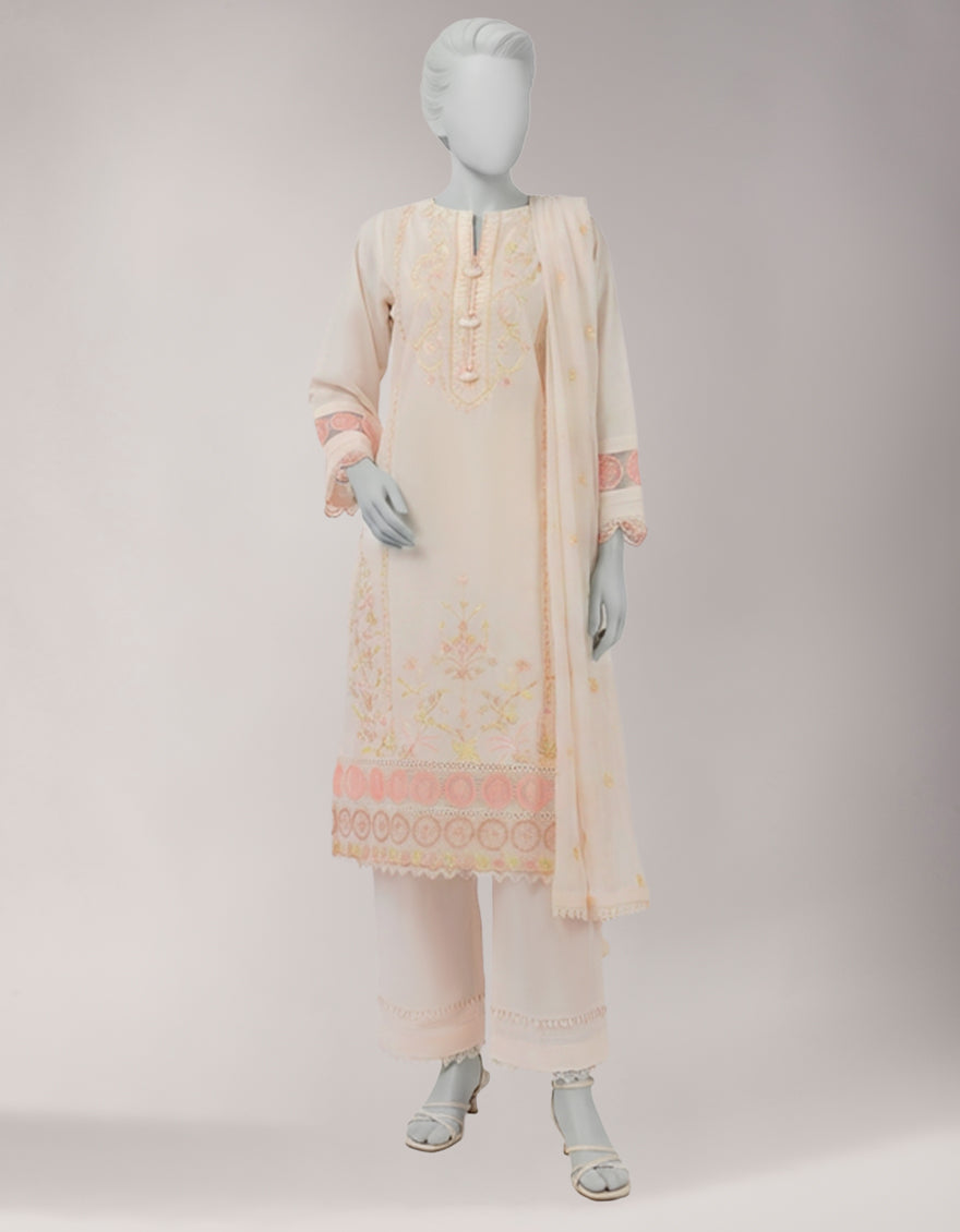 Lawn Pink Unstitched Suit - J. Junaid Jamshed