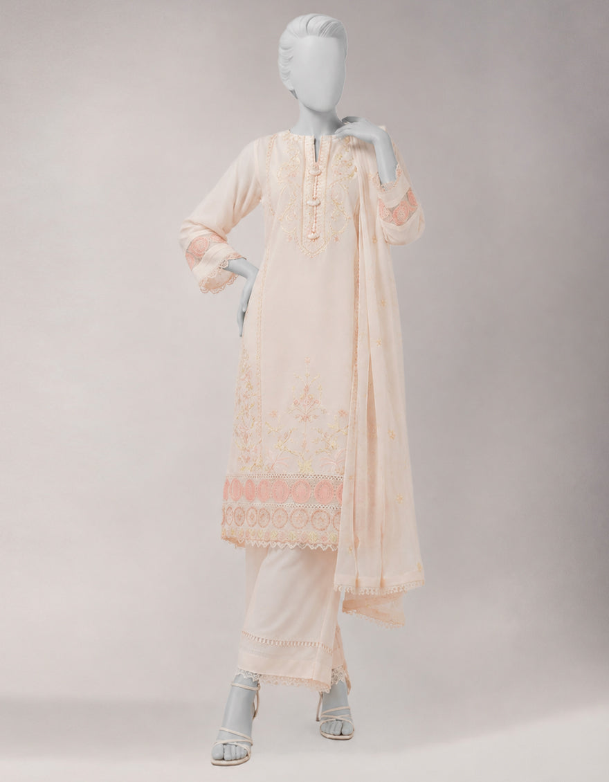 Lawn Pink Unstitched Suit - J. Junaid Jamshed