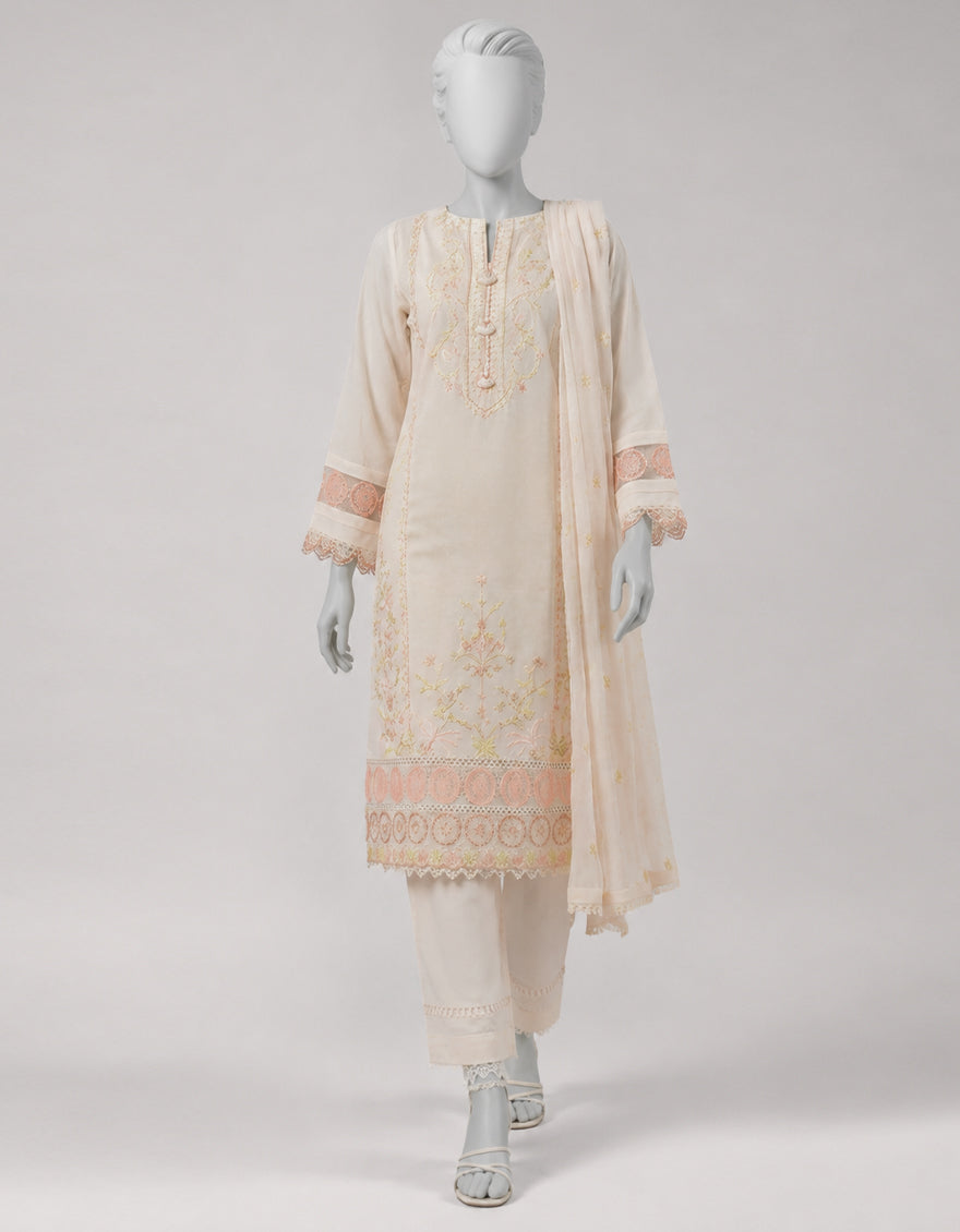 Lawn Pink Unstitched Suit - J. Junaid Jamshed