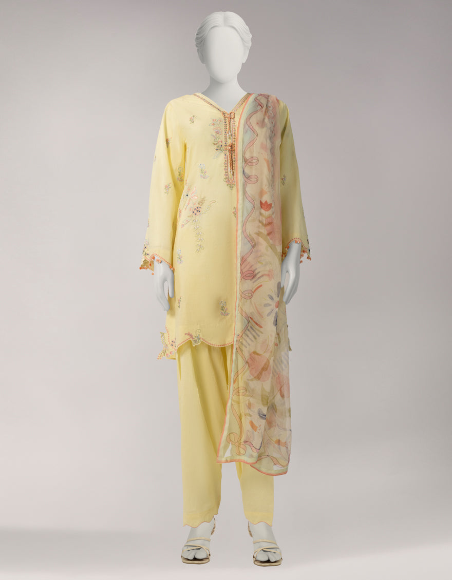 Lawn Yellow Unstitched Suit - J. Junaid Jamshed