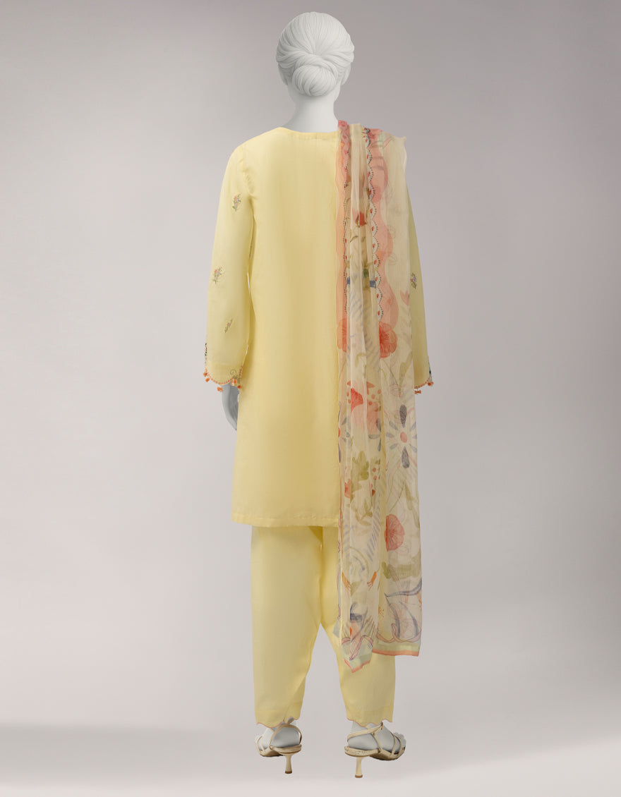 Lawn Yellow Unstitched Suit - J. Junaid Jamshed