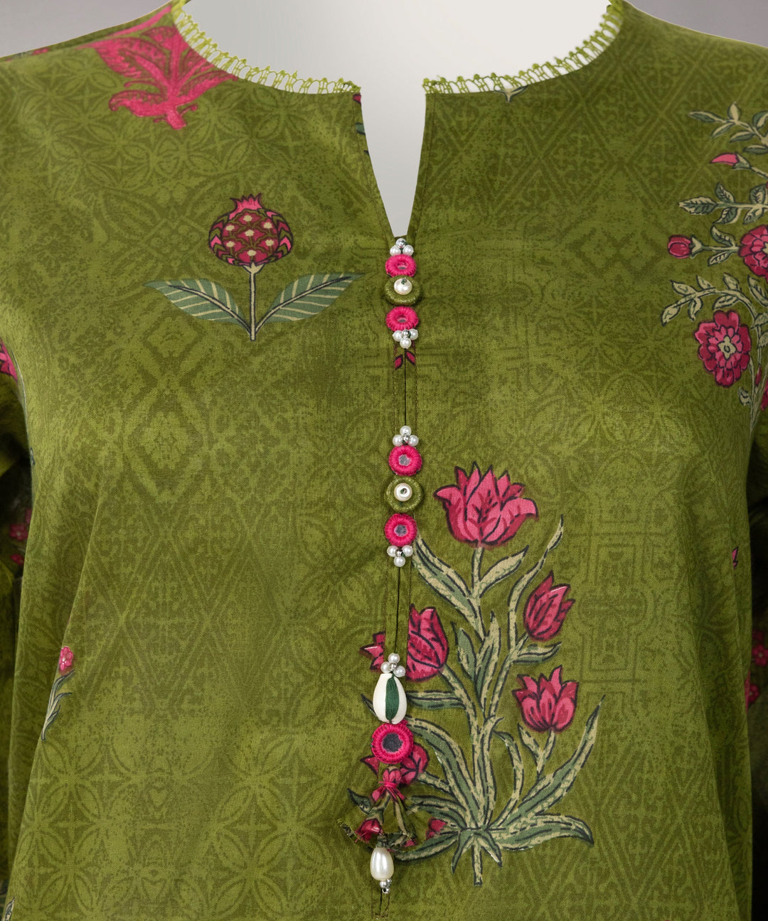 Lawn Green Unstitched Suit - J. Junaid Jamshed