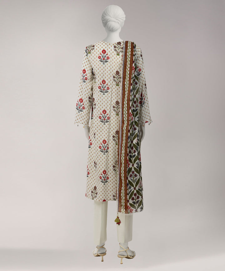 Lawn Off White Unstitched Suit - J. Junaid Jamshed