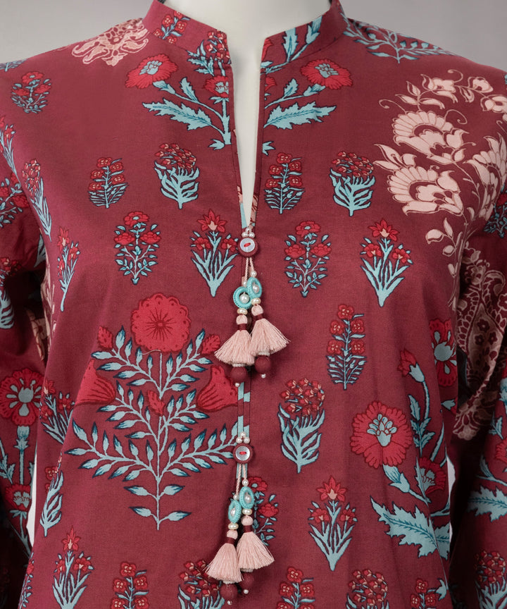 Lawn Maroon Unstitched Suit - J. Junaid Jamshed