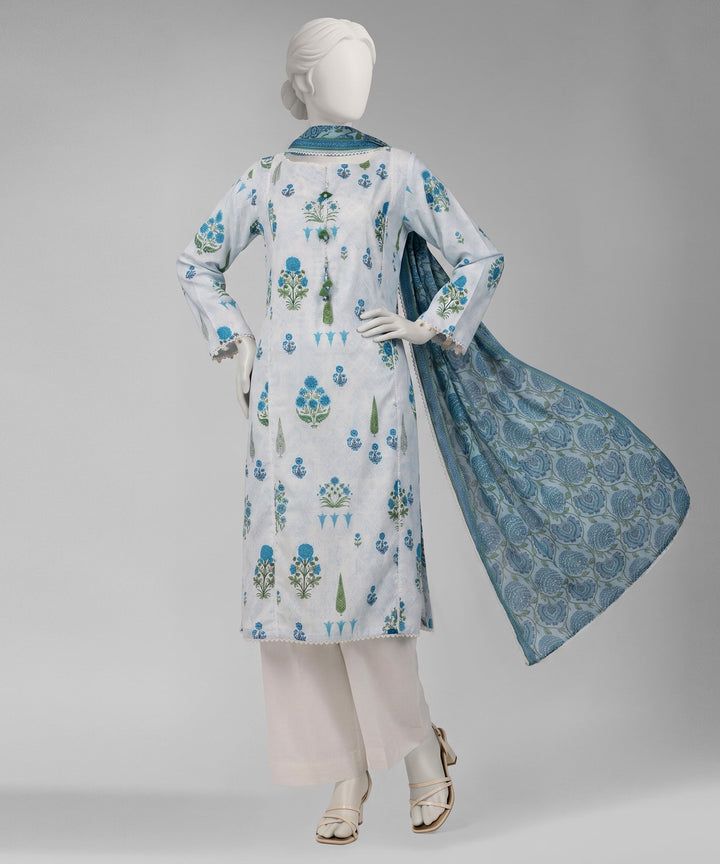Lawn White Unstitched Suit - J. Junaid Jamshed