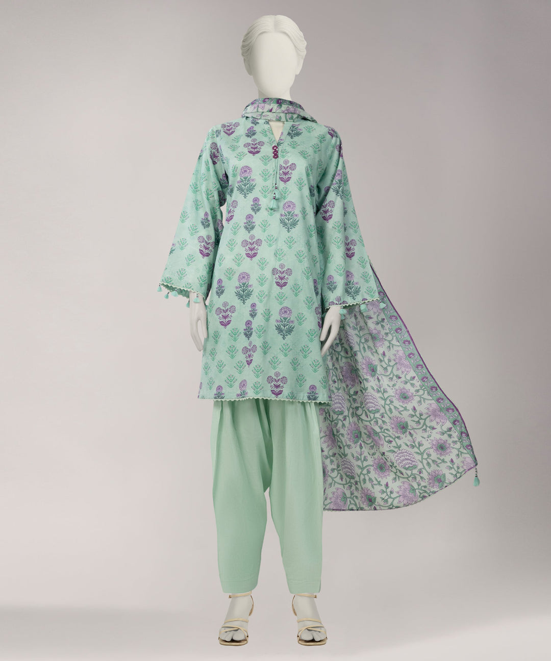 Lawn Green Unstitched Suit - J. Junaid Jamshed