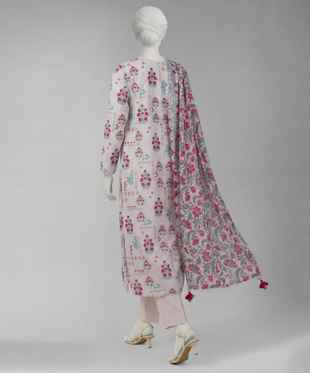 Lawn White Unstitched Suit - J. Junaid Jamshed