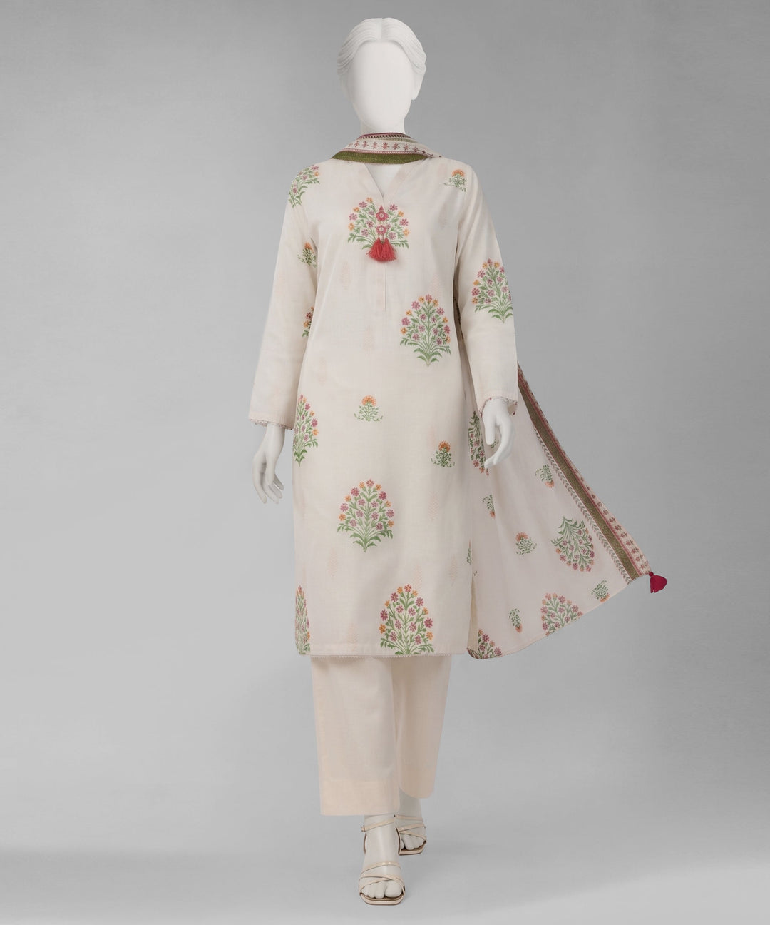 Lawn Off White Unstitched Suit - J. Junaid Jamshed