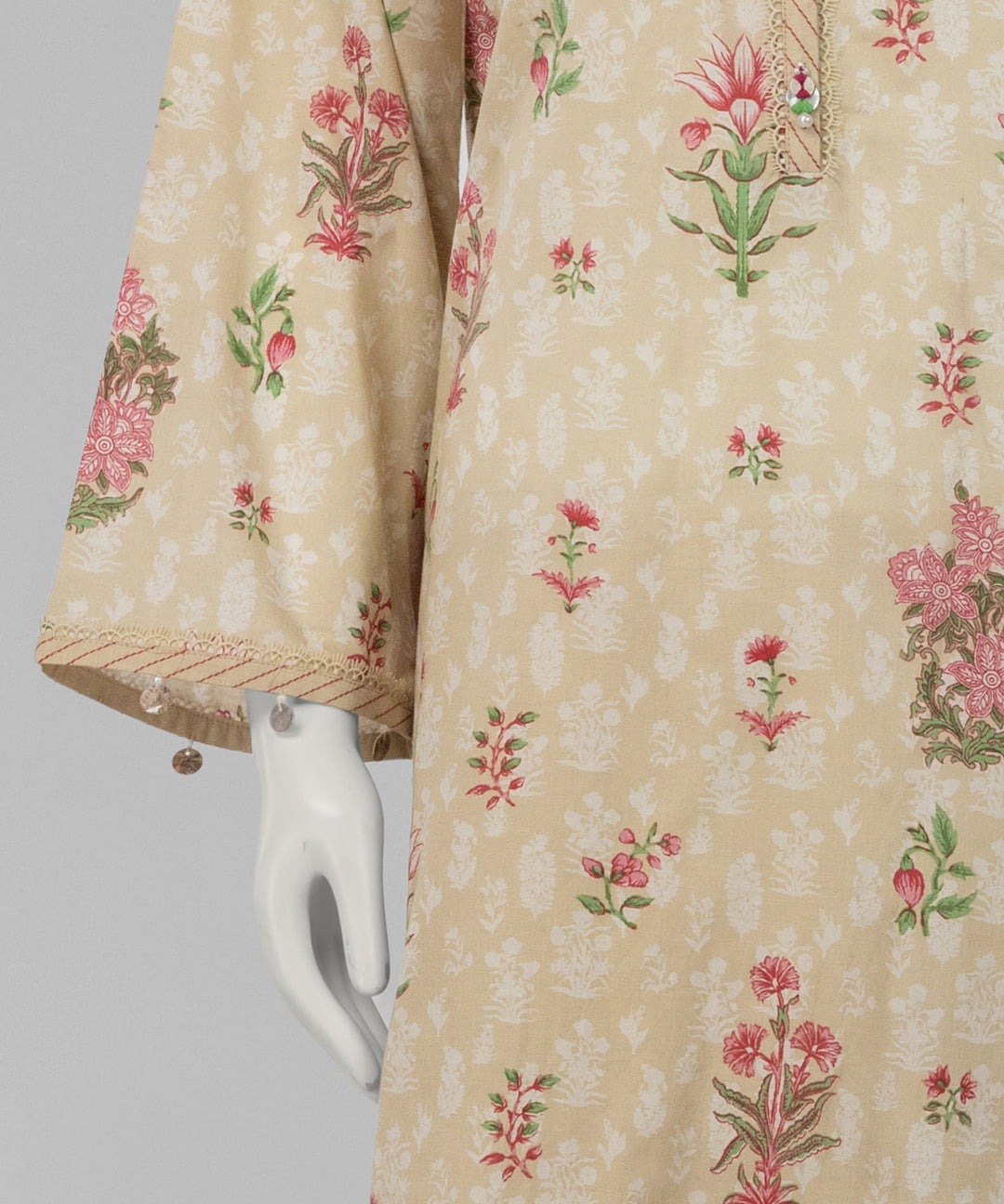 Lawn Beige Unstitched Suit - J. Junaid Jamshed