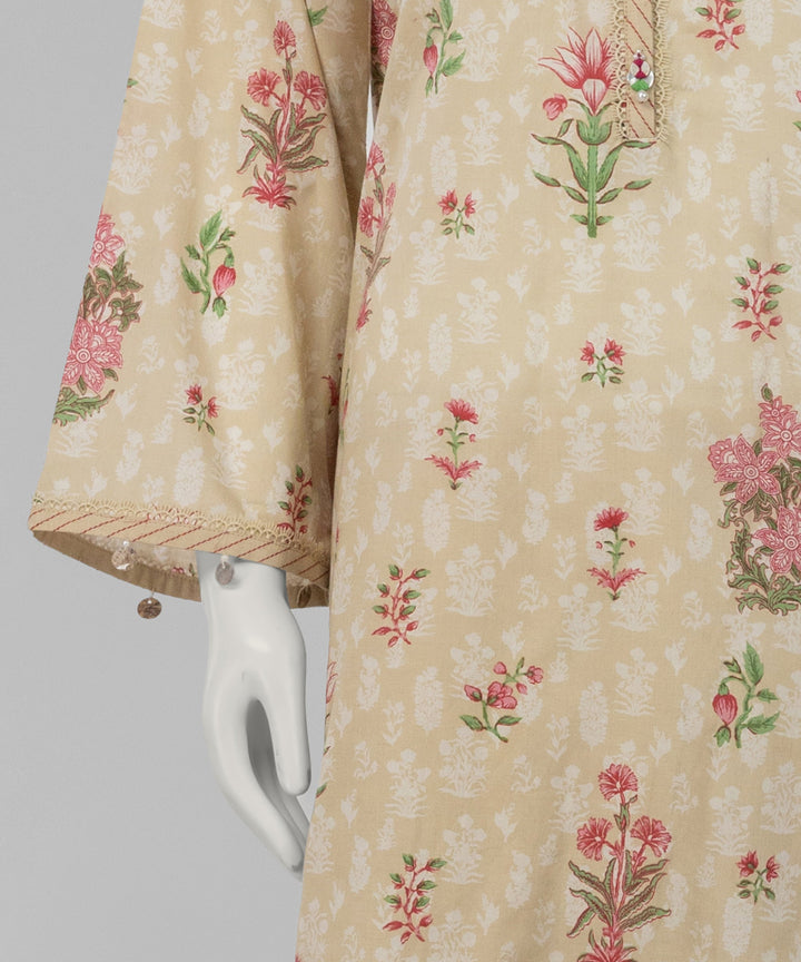 Lawn Beige Unstitched Suit - J. Junaid Jamshed
