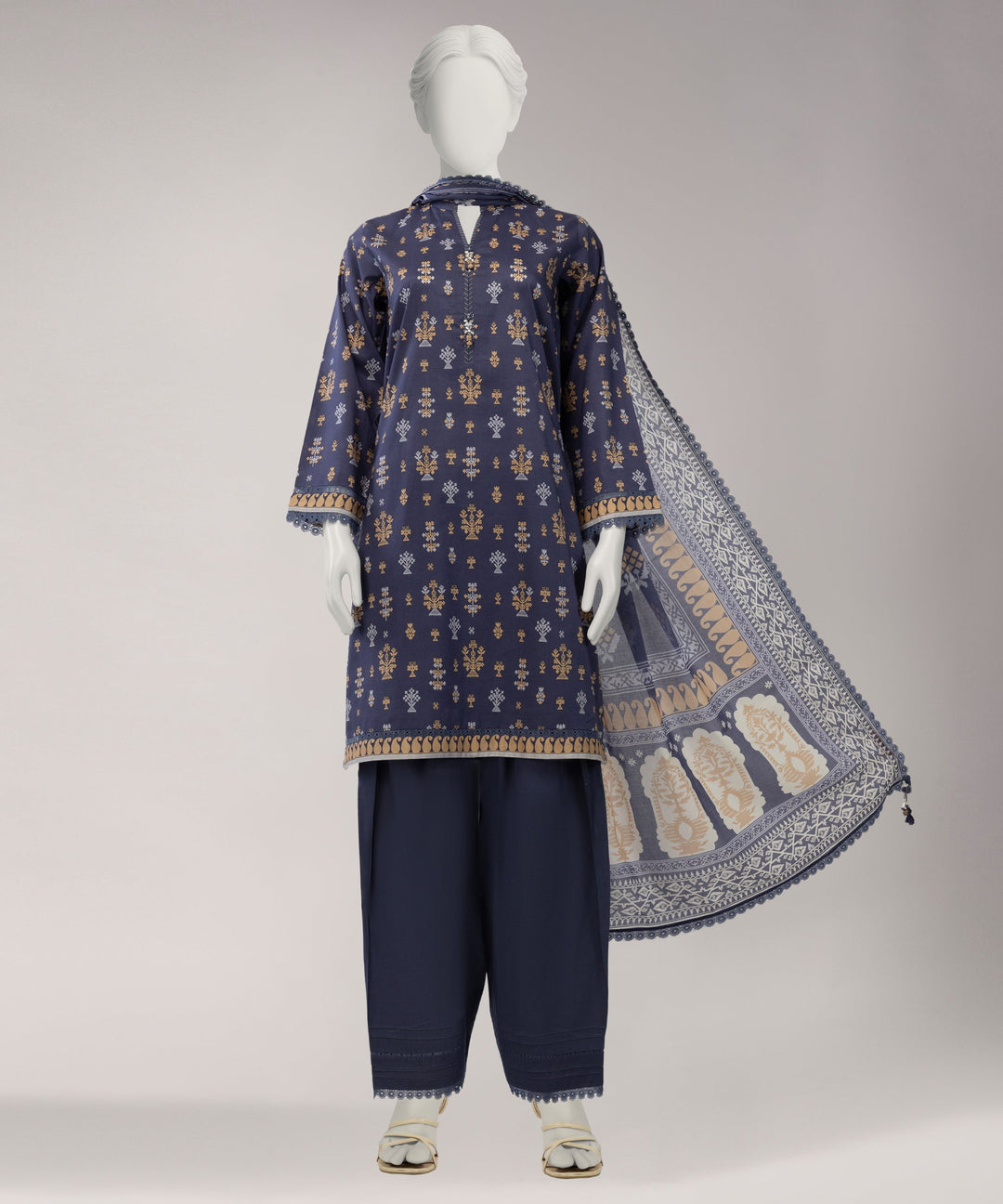 Lawn Purple Unstitched Suit - J. Junaid Jamshed