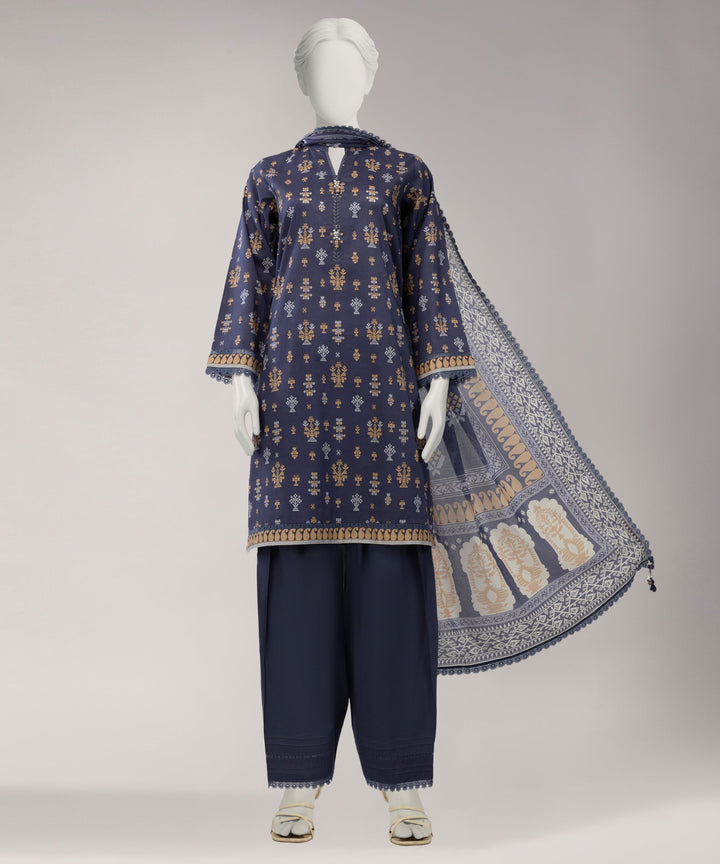 Lawn Purple Unstitched Suit - J. Junaid Jamshed