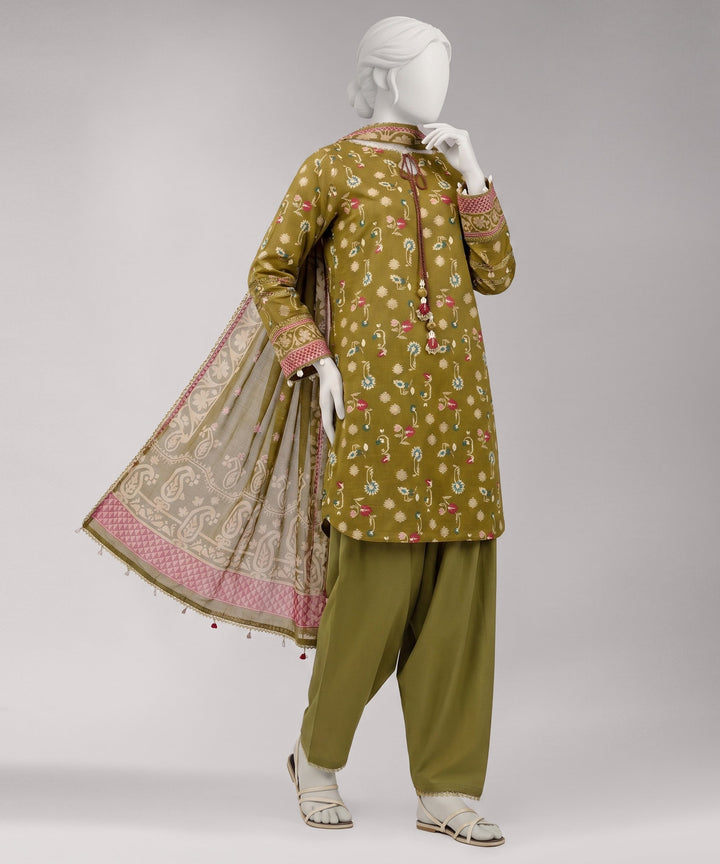 Lawn Green Unstitched Suit - J. Junaid Jamshed
