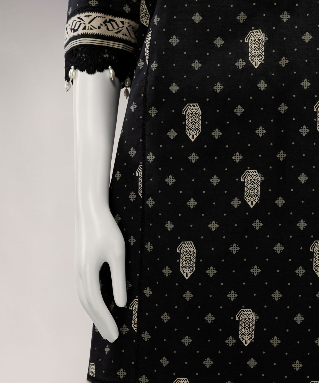 Lawn Black Unstitched Suit - J. Junaid Jamshed