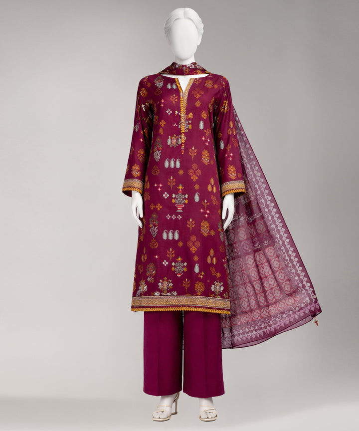 Lawn Multicolor Unstitched Suit - J. Junaid Jamshed