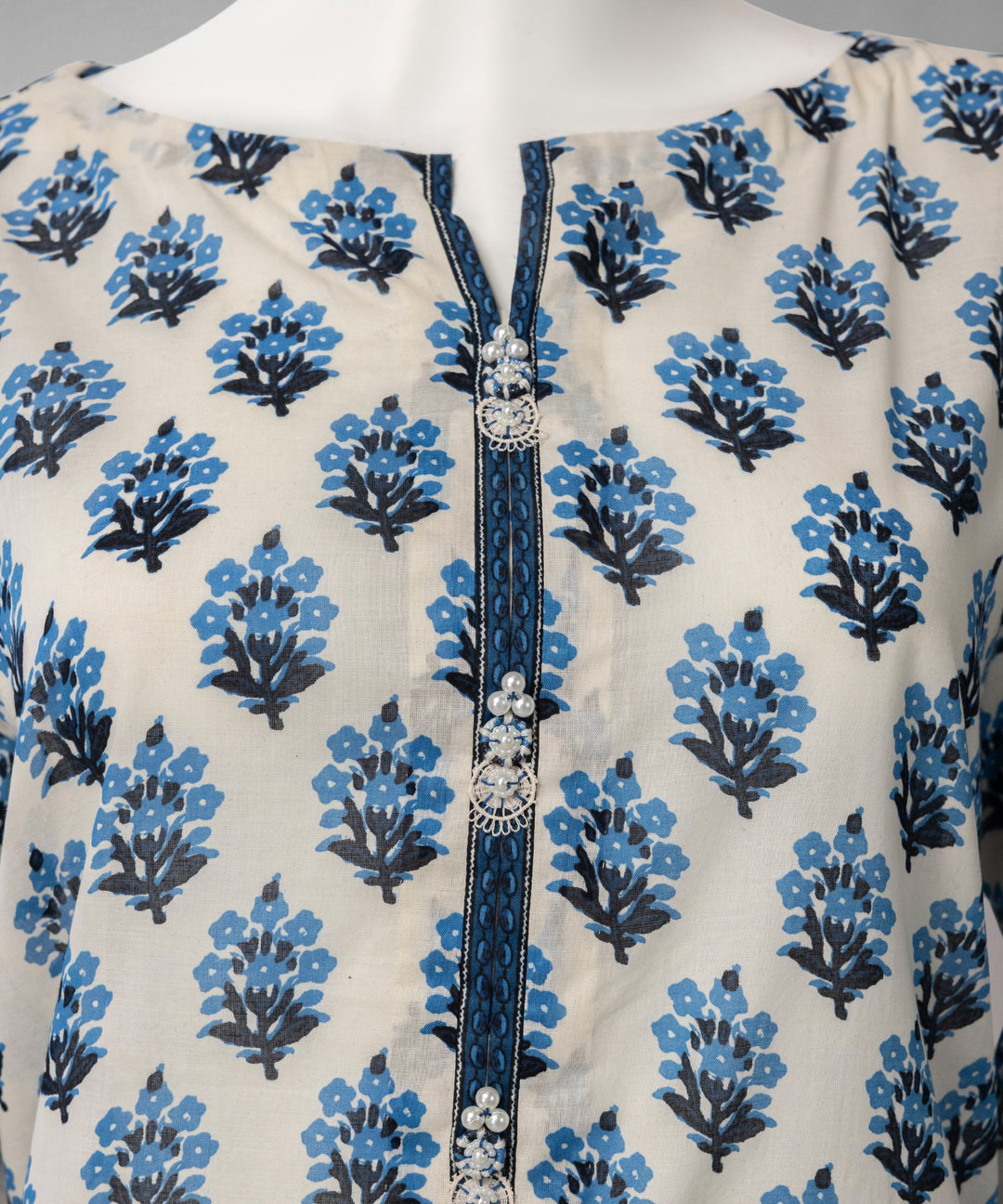 Lawn Off White Unstitched Suit - J. Junaid Jamshed