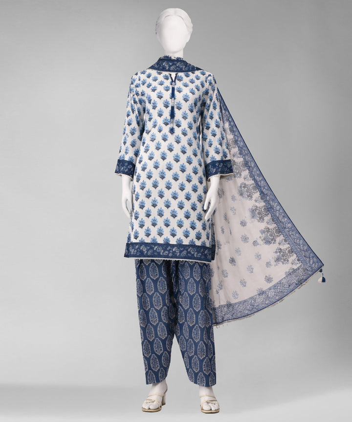 Lawn Off White Unstitched Suit - J. Junaid Jamshed