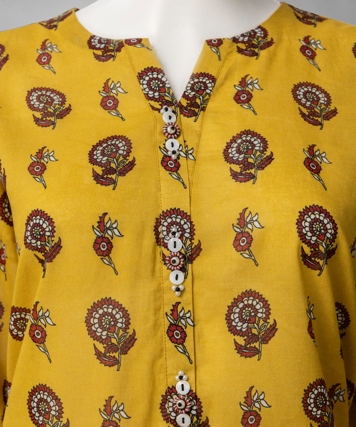 Lawn Yellow Unstitched Suit - J. Junaid Jamshed
