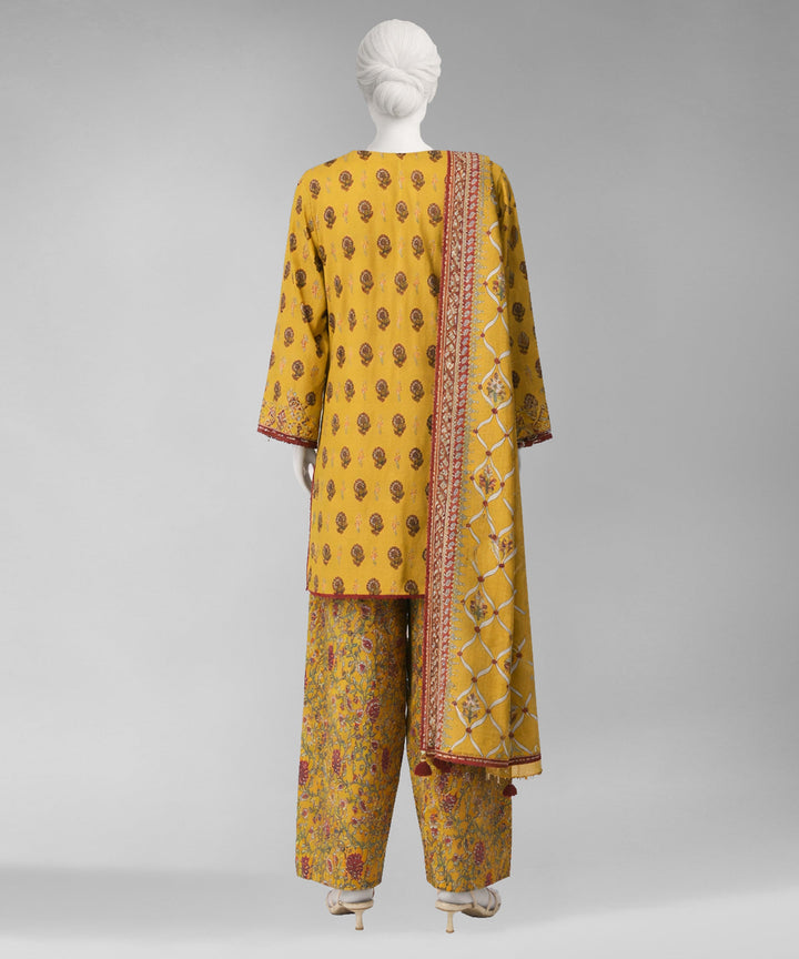 Lawn Yellow Unstitched Suit - J. Junaid Jamshed