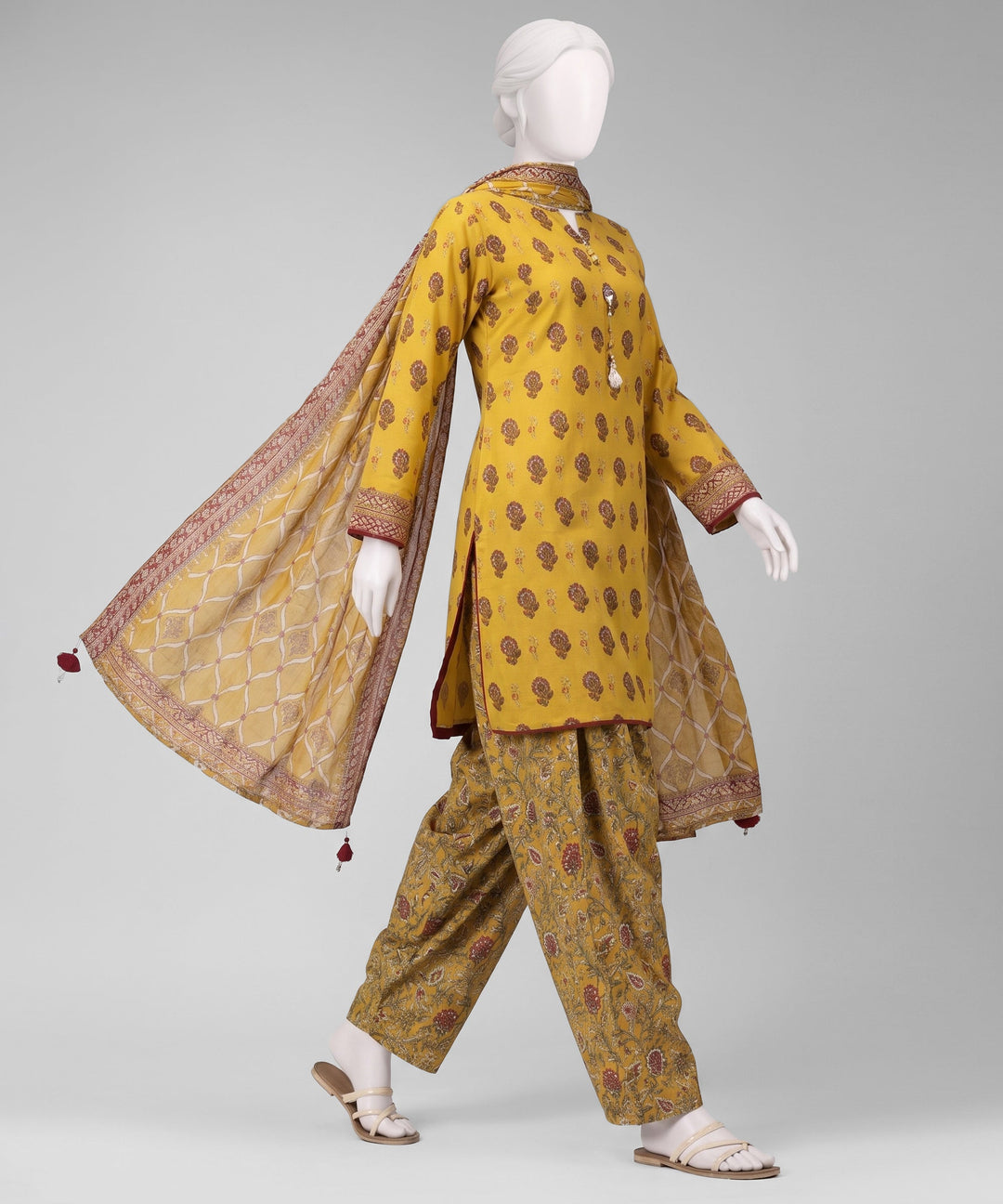 Lawn Yellow Unstitched Suit - J. Junaid Jamshed