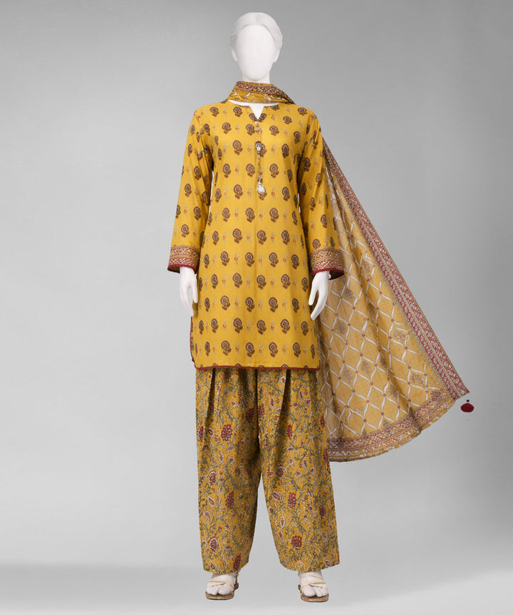 Lawn Yellow Unstitched Suit - J. Junaid Jamshed