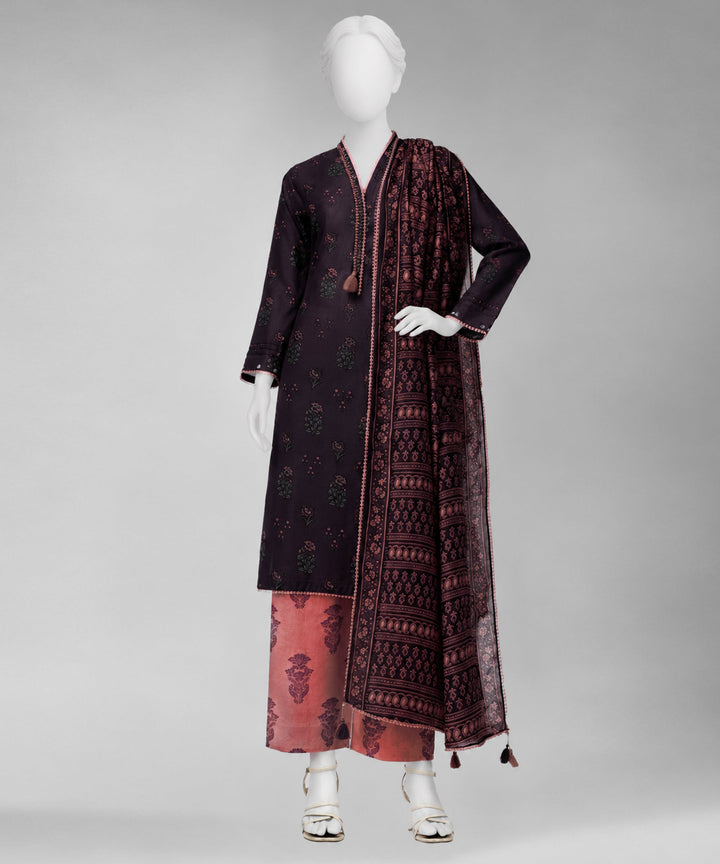 Lawn Purple Unstitched Suit - J. Junaid Jamshed