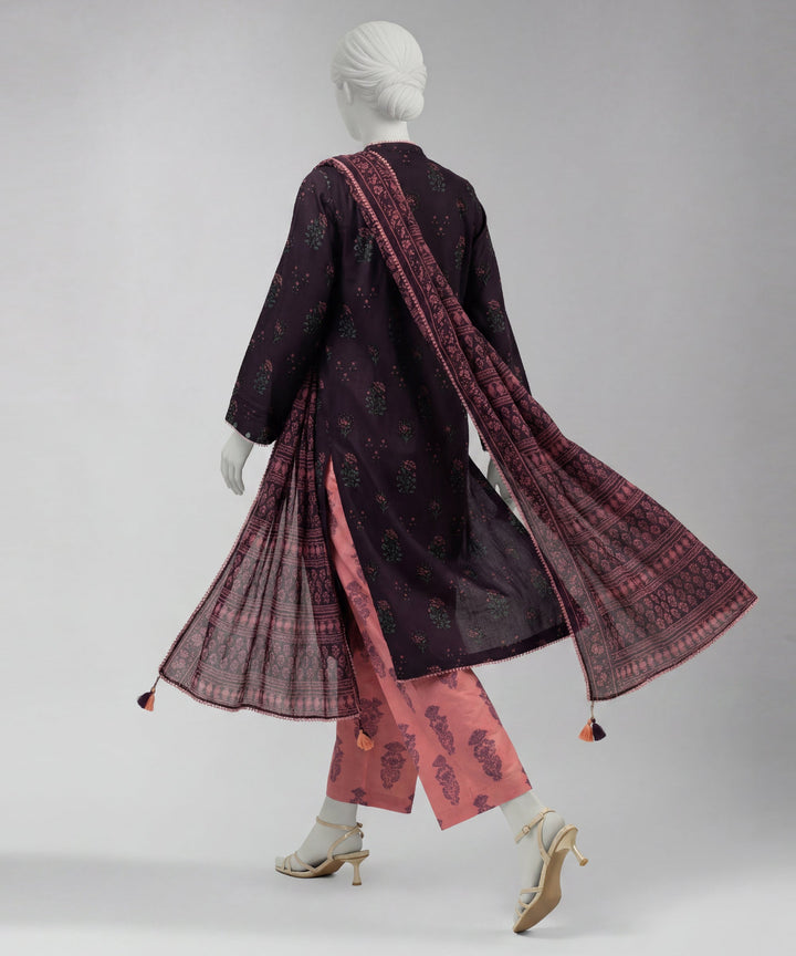 Lawn Purple Unstitched Suit - J. Junaid Jamshed