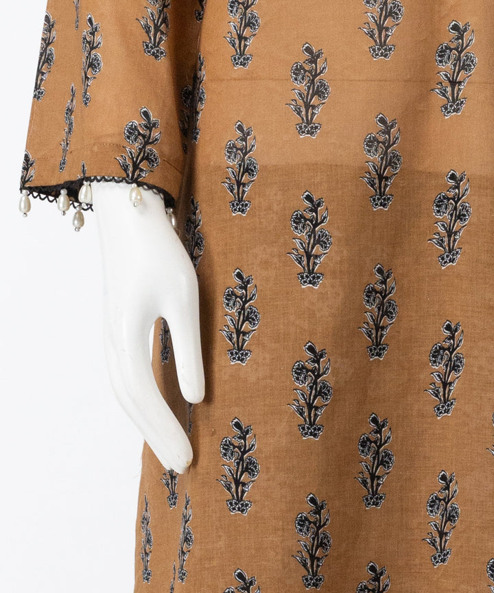 Lawn Brown Unstitched Suit - J. Junaid Jamshed