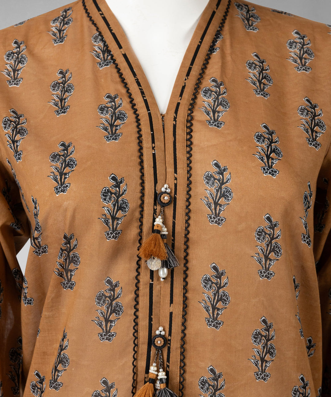 Lawn Brown Unstitched Suit - J. Junaid Jamshed