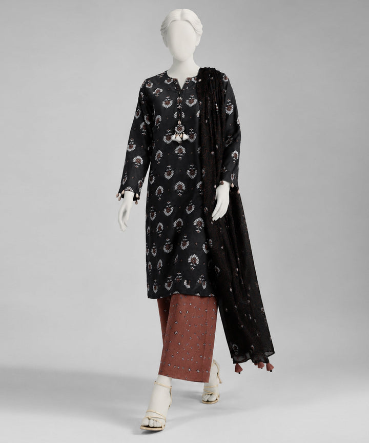 Lawn Grey Unstitched Suit - J. Junaid Jamshed