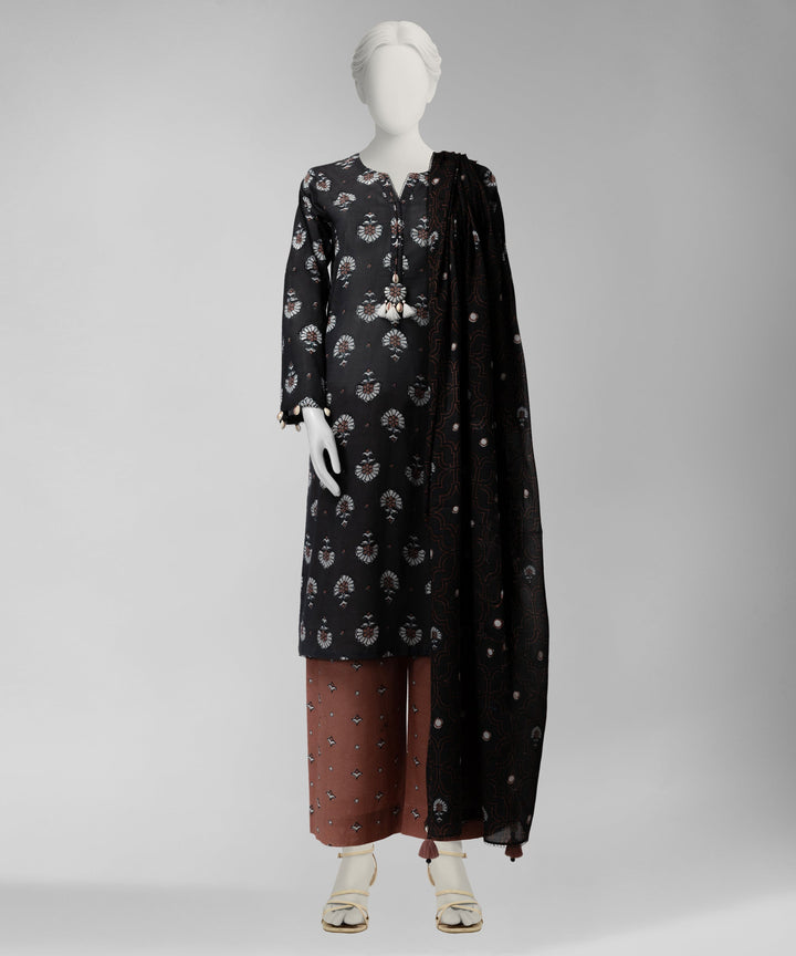 Lawn Grey Unstitched Suit - J. Junaid Jamshed