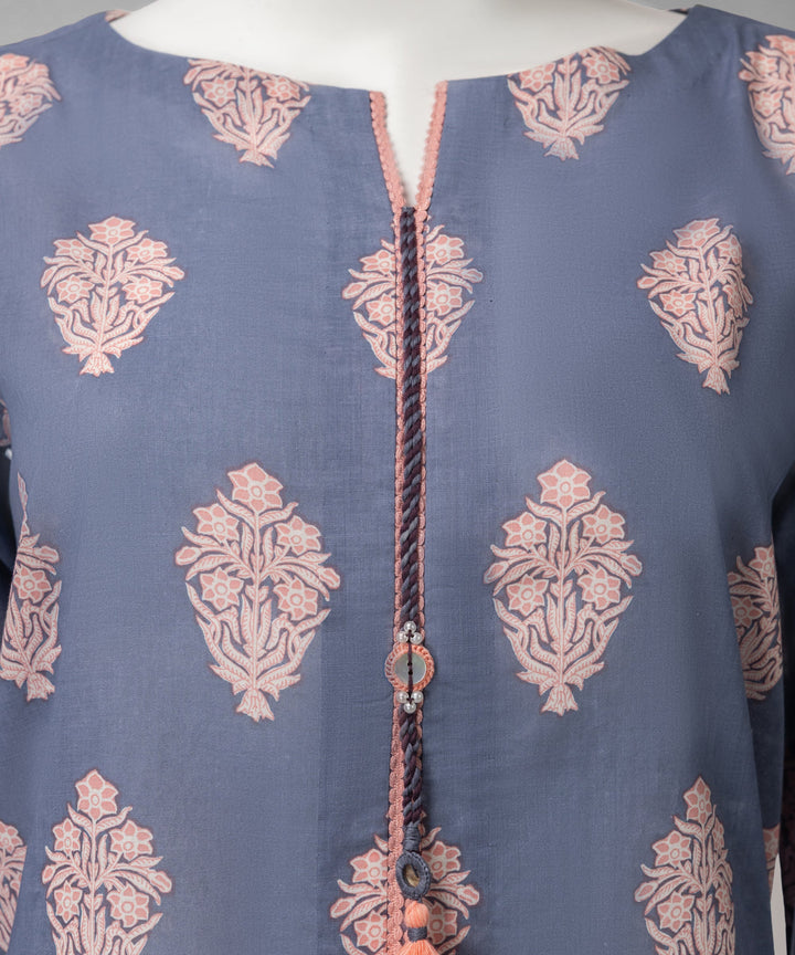 Lawn Blue Unstitched Suit - J. Junaid Jamshed