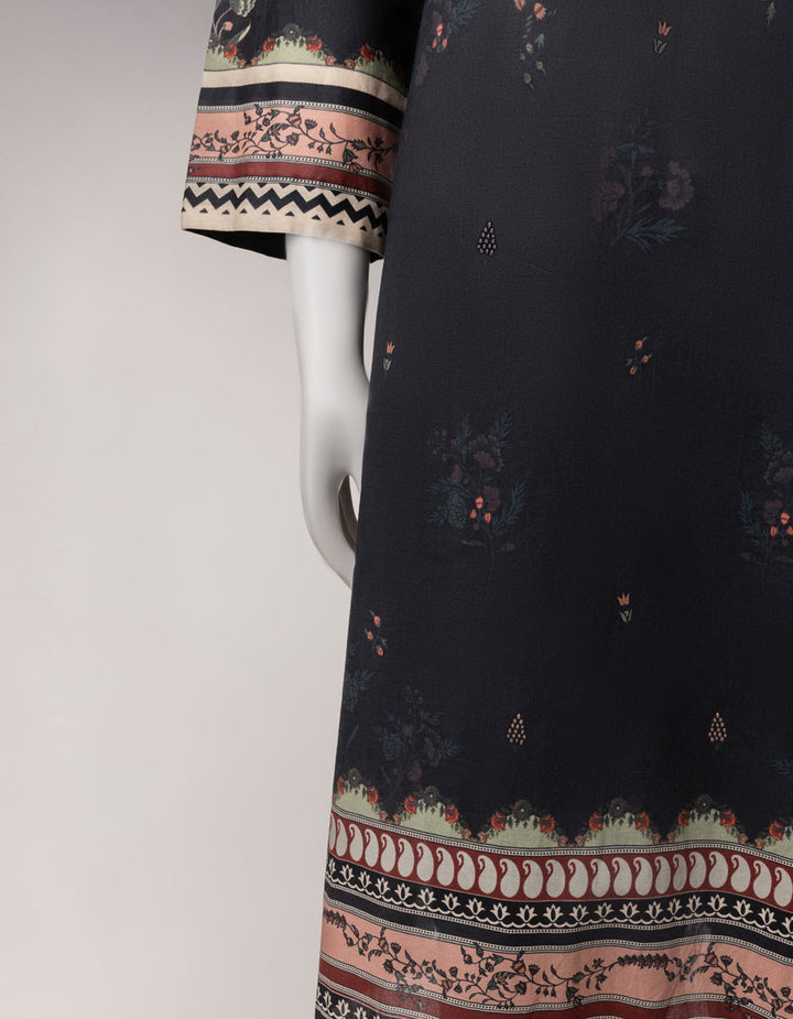 Lawn Charcoal Unstitched Suit - J. Junaid Jamshed