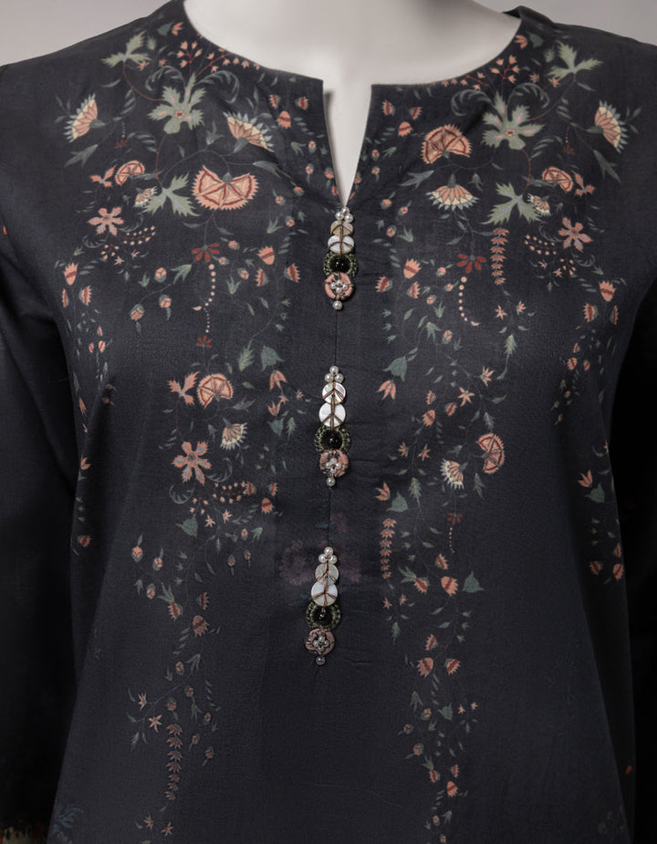 Lawn Charcoal Unstitched Suit - J. Junaid Jamshed