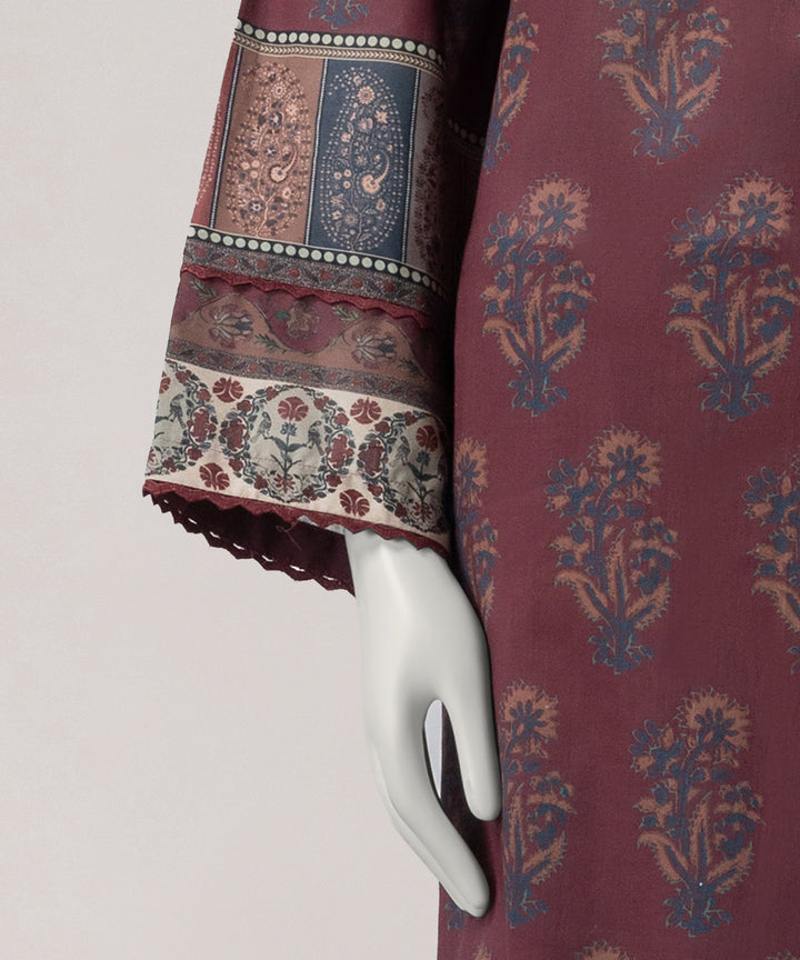 Lawn Maroon Unstitched Suit - J. Junaid Jamshed