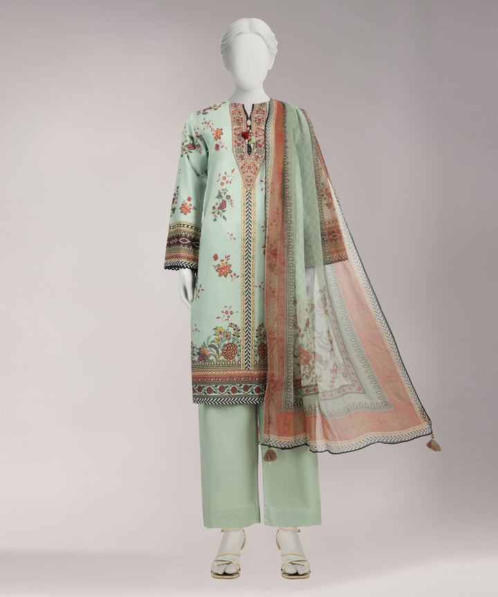 Lawn Green Unstitched Suit - J. Junaid Jamshed