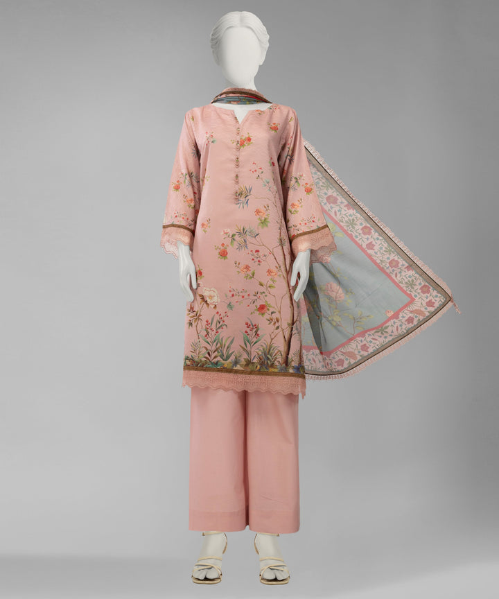 Lawn Pink Unstitched Suit - J. Junaid Jamshed