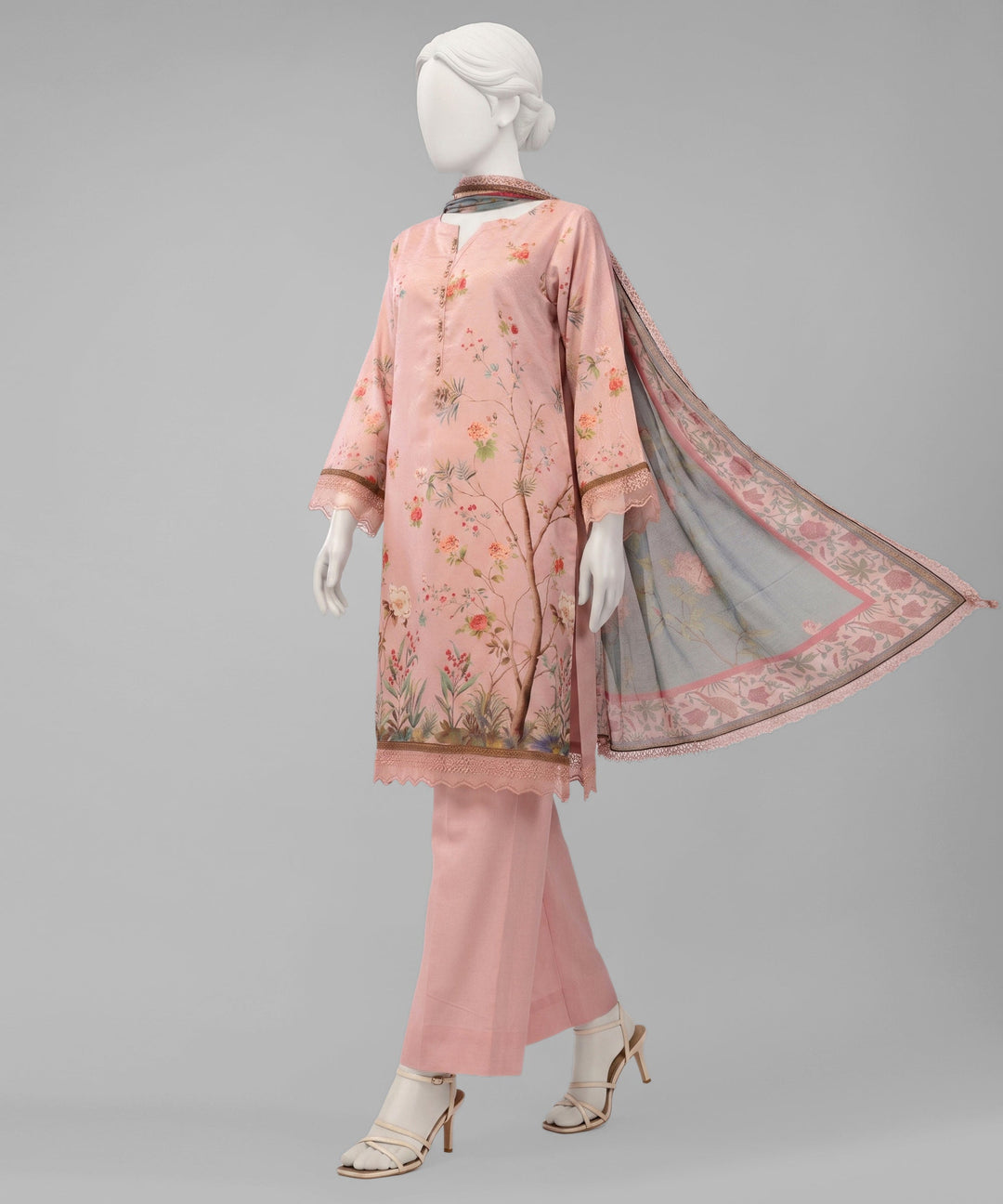Lawn Pink Unstitched Suit - J. Junaid Jamshed