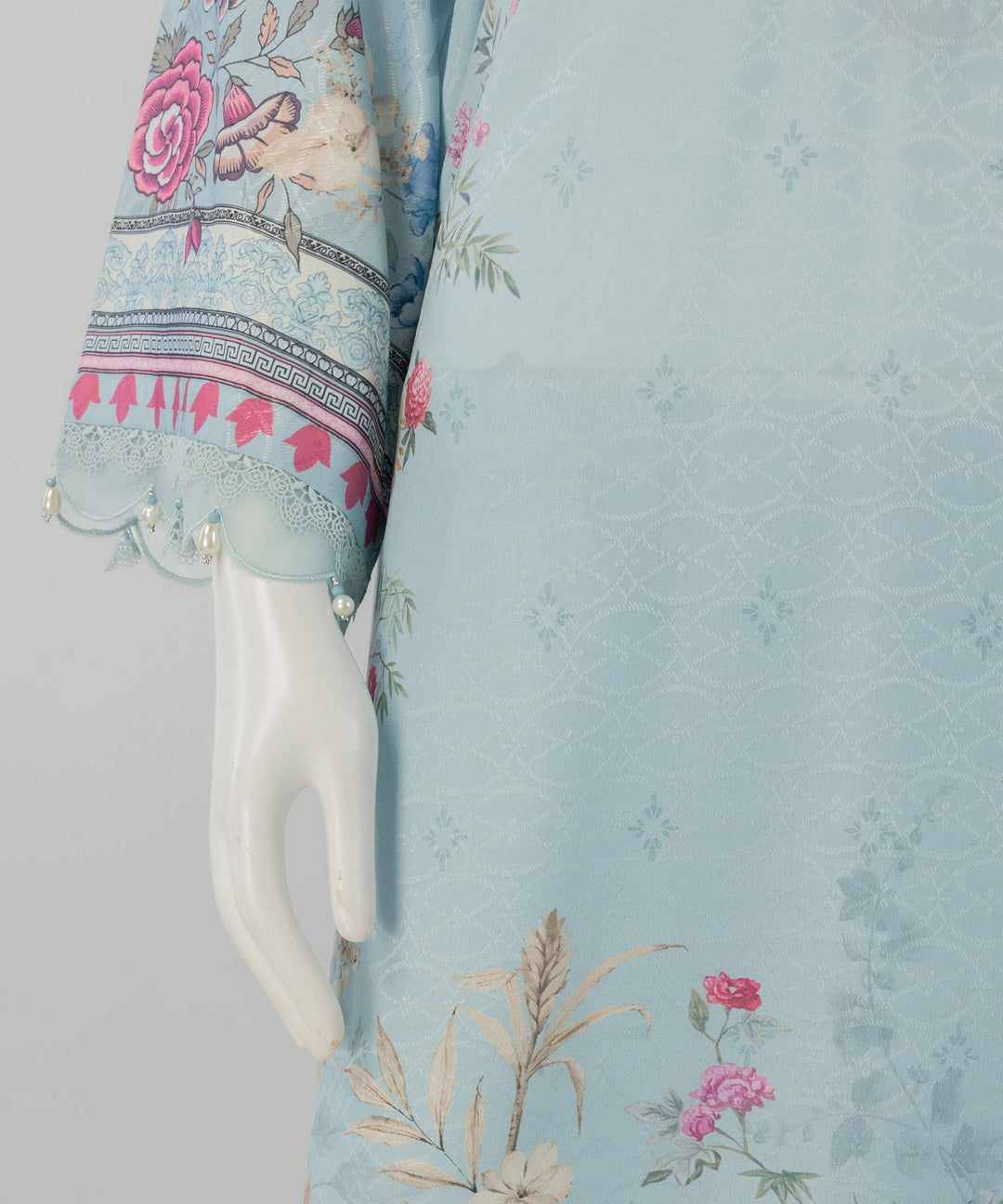 Lawn Blue Unstitched Suit - J. Junaid Jamshed
