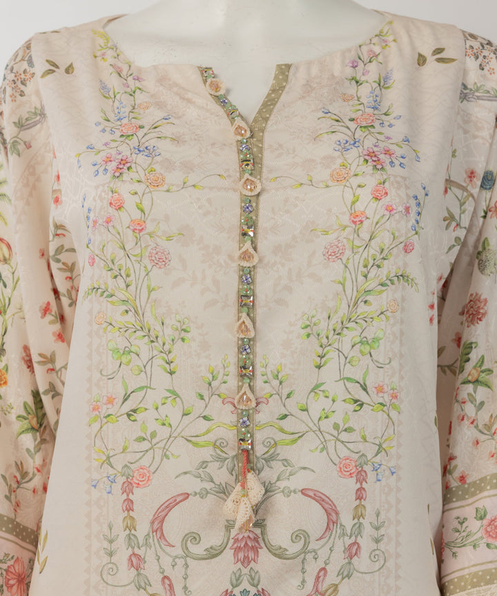 Lawn Ivory Unstitched Suit - J. Junaid Jamshed