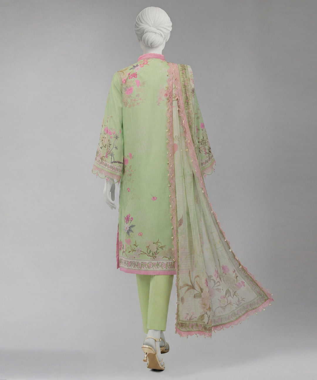 Lawn Green Unstitched Suit - J. Junaid Jamshed
