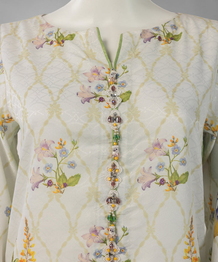 Lawn White Unstitched Suit - J. Junaid Jamshed