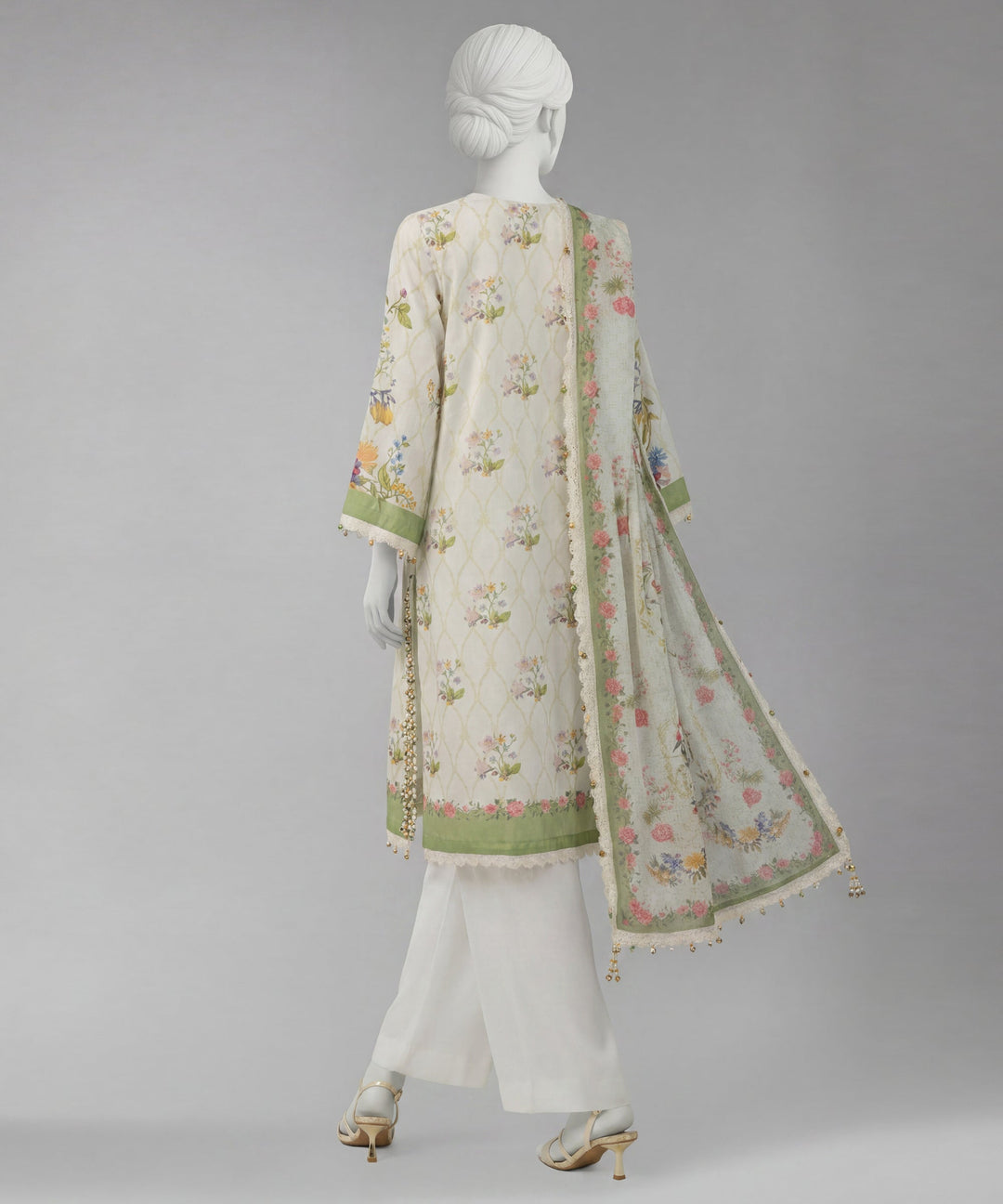 Lawn White Unstitched Suit - J. Junaid Jamshed