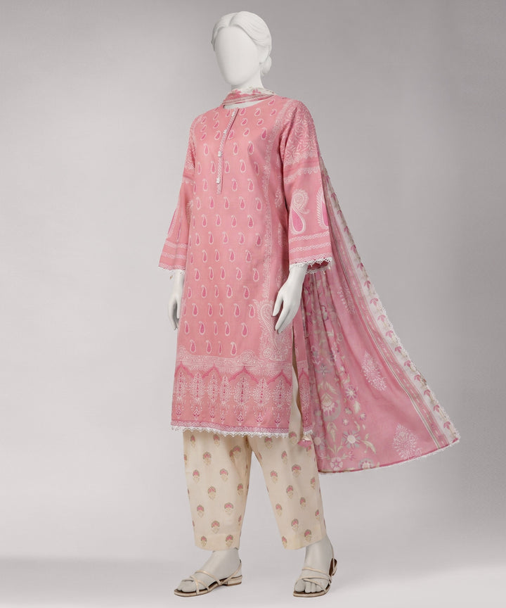 Lawn Pink Unstitched Suit - J. Junaid Jamshed