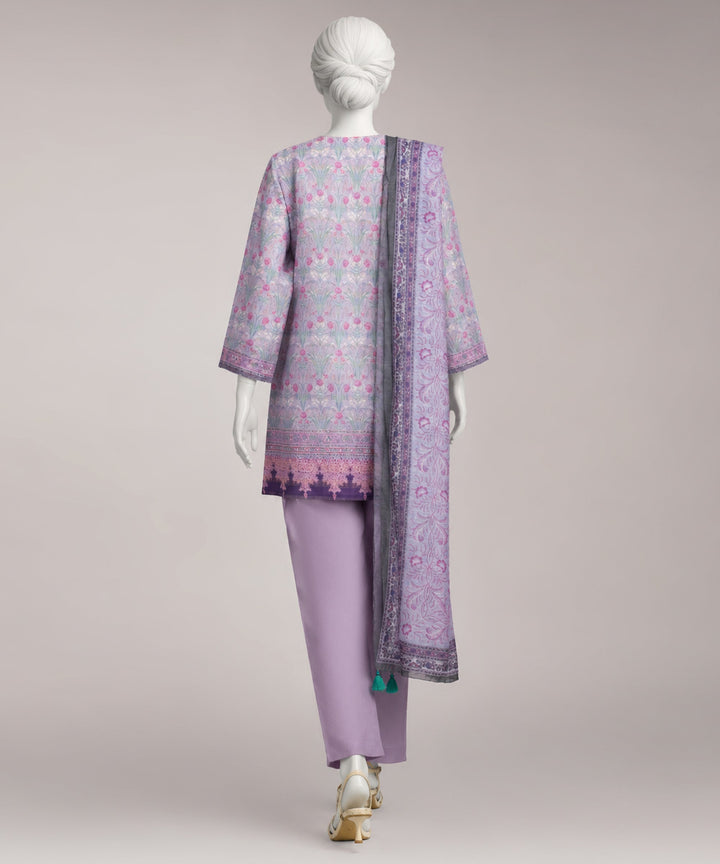Lawn Purple Unstitched Suit - J. Junaid Jamshed