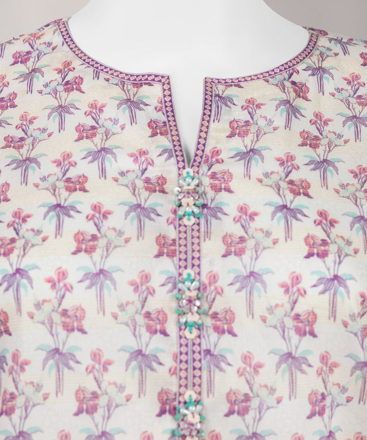 Lawn Off White Unstitched Suit - J. Junaid Jamshed