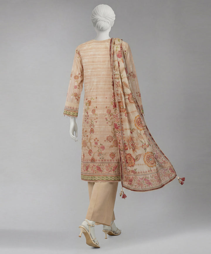 Jacquard Beige Unstitched Suit - J. Junaid Jamshed